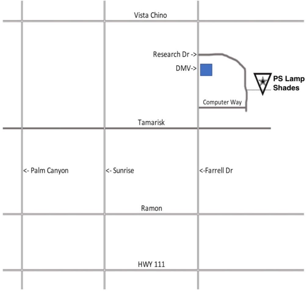 Map to Palm Springs Lamps pslampshades map